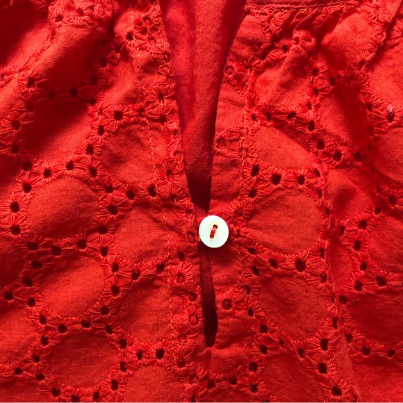 Rock Flower Paper blouse peasant style tomato red eyelet cotton boho size small - Picture 6 of 9